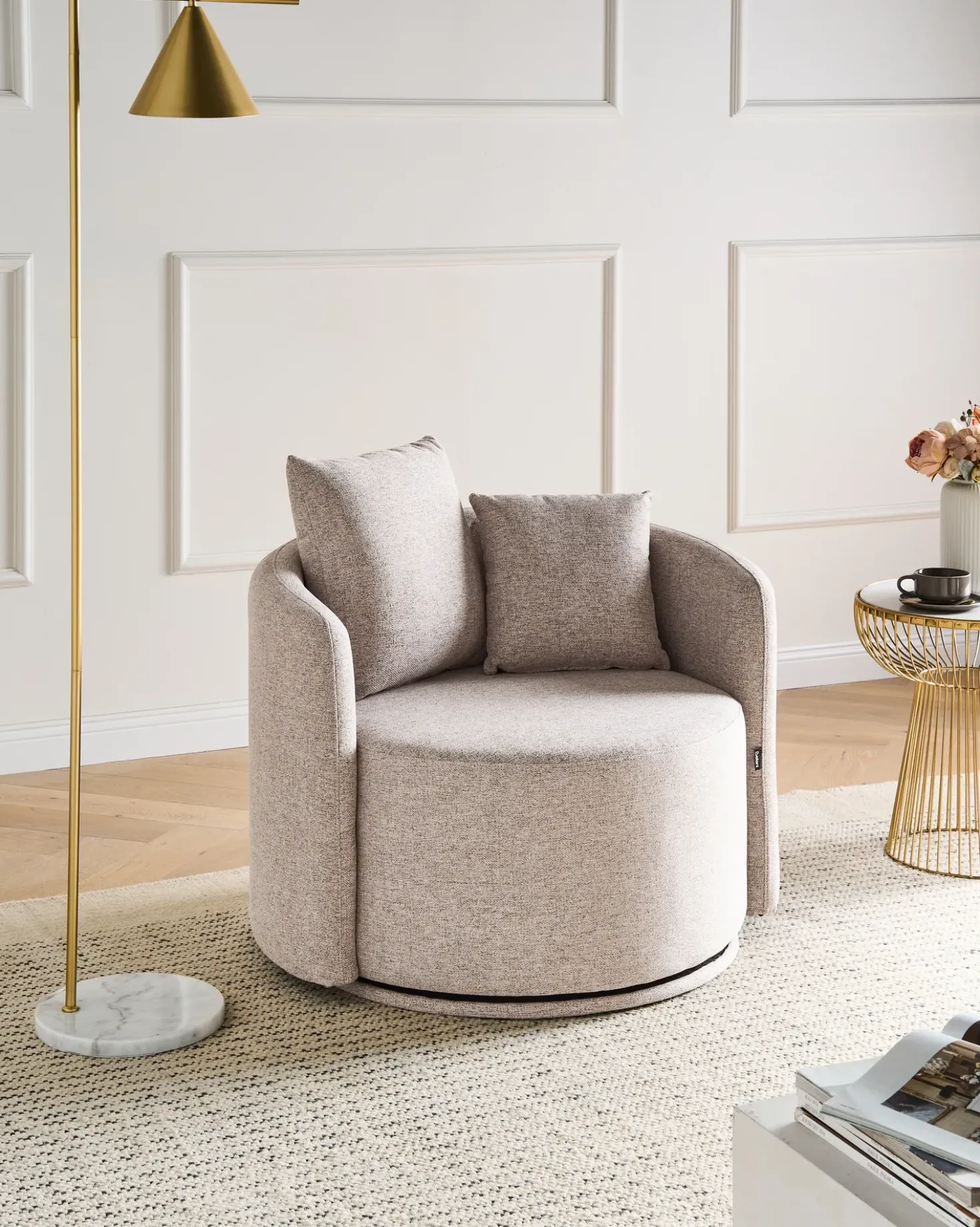Poltrona girevole ENNORA Tessuto Beige