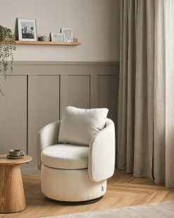 Poltrona girevole HORSENS con contenitore Tessuto Bianco sporco