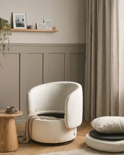 Poltrona girevole HORSENS con contenitore Tessuto Bianco sporco