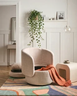 Poltrona girevole HORSENS con contenitore Tessuto Beige