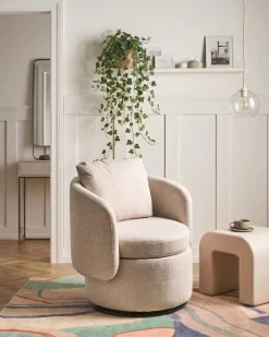 Poltrona girevole HORSENS con contenitore Tessuto Beige