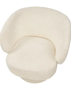Poltrona girevole LIEKSA Bouclé Bianco sporco