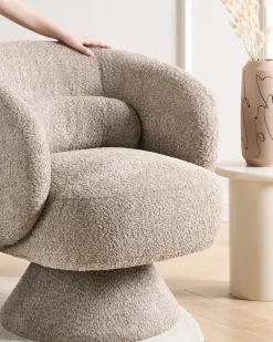 Poltrona girevole LIEKSA Bouclé Beige
