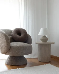 Poltrona girevole LIEKSA Bouclé Beige