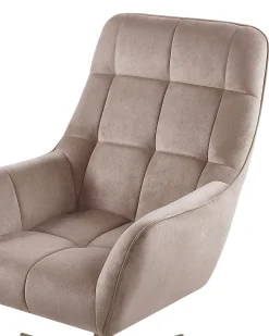 Poltrona girevole MOLLE con poggiapiedi Velluto Beige