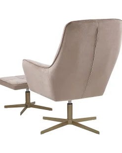 Poltrona girevole MOLLE con poggiapiedi Velluto Beige
