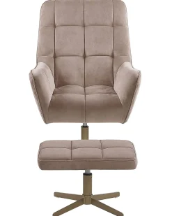 Poltrona girevole MOLLE con poggiapiedi Velluto Beige