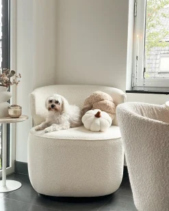Poltrona girevole MOLLEBY Bouclé Bianco sporco