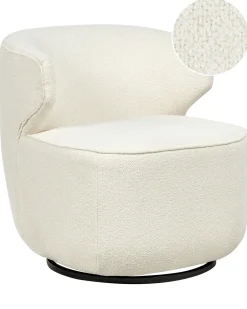 Poltrona girevole MOLLEBY Bouclé Bianco sporco