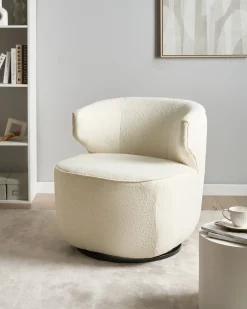 Poltrona girevole MOLLEBY Bouclé Bianco sporco