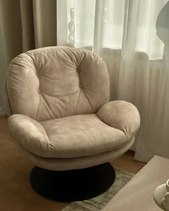 Poltrona girevole NOLVIK Velluto Beige chiaro