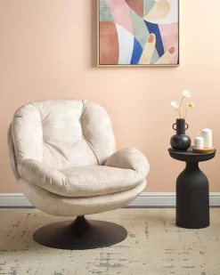 Poltrona girevole NOLVIK Velluto Beige chiaro