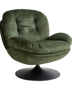 Poltrona girevole NOLVIK Velluto Verde scuro