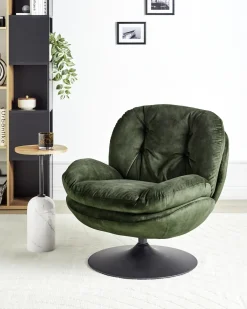 Poltrona girevole NOLVIK Velluto Verde scuro