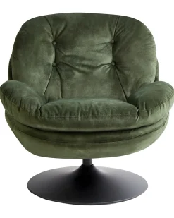 Poltrona girevole NOLVIK Velluto Verde scuro