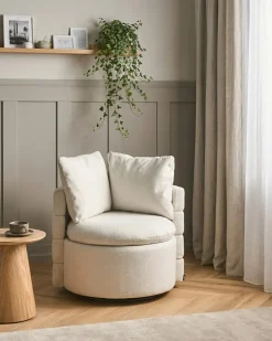 Poltrona girevole RANDERS con contenitore Tessuto Bianco sporco