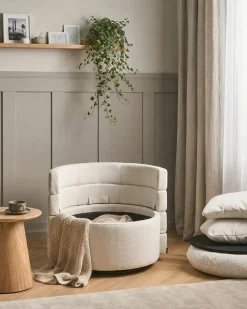 Poltrona girevole RANDERS con contenitore Tessuto Bianco sporco