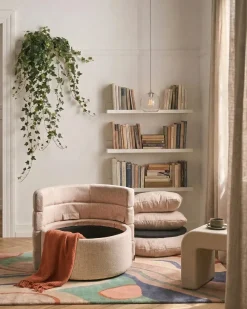 Poltrona girevole RANDERS con contenitore Tessuto Beige