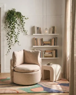 Poltrona girevole RANDERS con contenitore Tessuto Beige