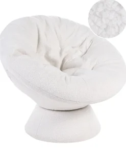 Poltrona girevole RINGSTED Bouclé Bianco sporco
