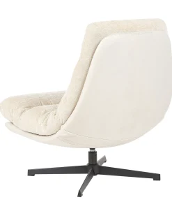 Poltrona girevole TOVIK con poggiapiedi Ciniglia Beige chiaro