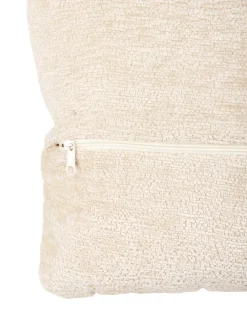 Poltrona girevole TOVIK con poggiapiedi Ciniglia Beige chiaro
