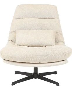 Poltrona girevole TOVIK con poggiapiedi Ciniglia Beige chiaro