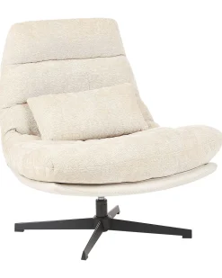 Poltrona girevole TOVIK con poggiapiedi Ciniglia Beige chiaro