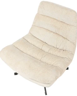 Poltrona girevole TOVIK con poggiapiedi Ciniglia Beige chiaro