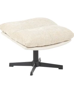 Poltrona girevole TOVIK con poggiapiedi Ciniglia Beige chiaro