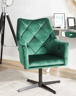 Poltrona girevole VAKSALA Velluto Verde scuro