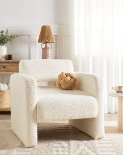 Poltrona HALLSBERG Bouclé Bianco sporco