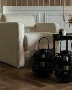 Poltrona HALLSBERG Bouclé Bianco sporco