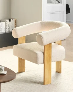 Poltrona ILBRO Bouclé Bianco sporco/Marrone chiaro