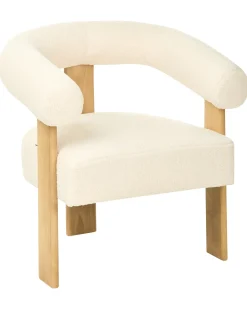 Poltrona ILBRO Bouclé Bianco sporco/Marrone chiaro