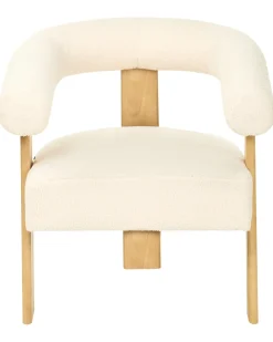 Poltrona ILBRO Bouclé Bianco sporco/Marrone chiaro