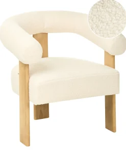 Poltrona ILBRO Bouclé Bianco sporco/Marrone chiaro