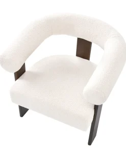 Poltrona ILBRO Bouclé Bianco sporco/Marrone scuro