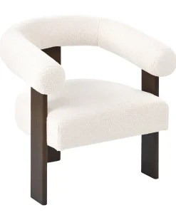 Poltrona ILBRO Bouclé Bianco sporco/Marrone scuro