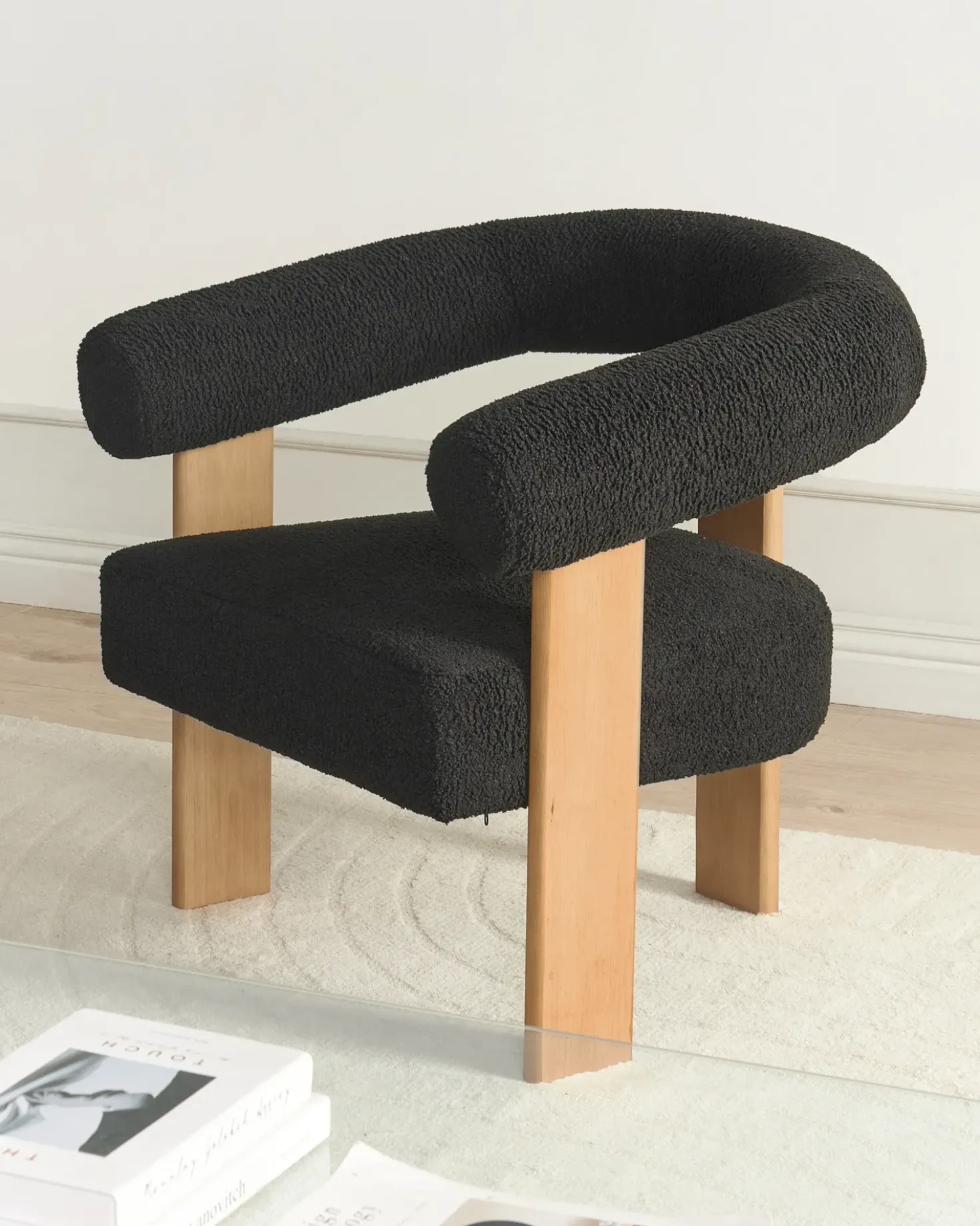 Poltrona ILBRO Bouclé Nero/Marrone chiaro
