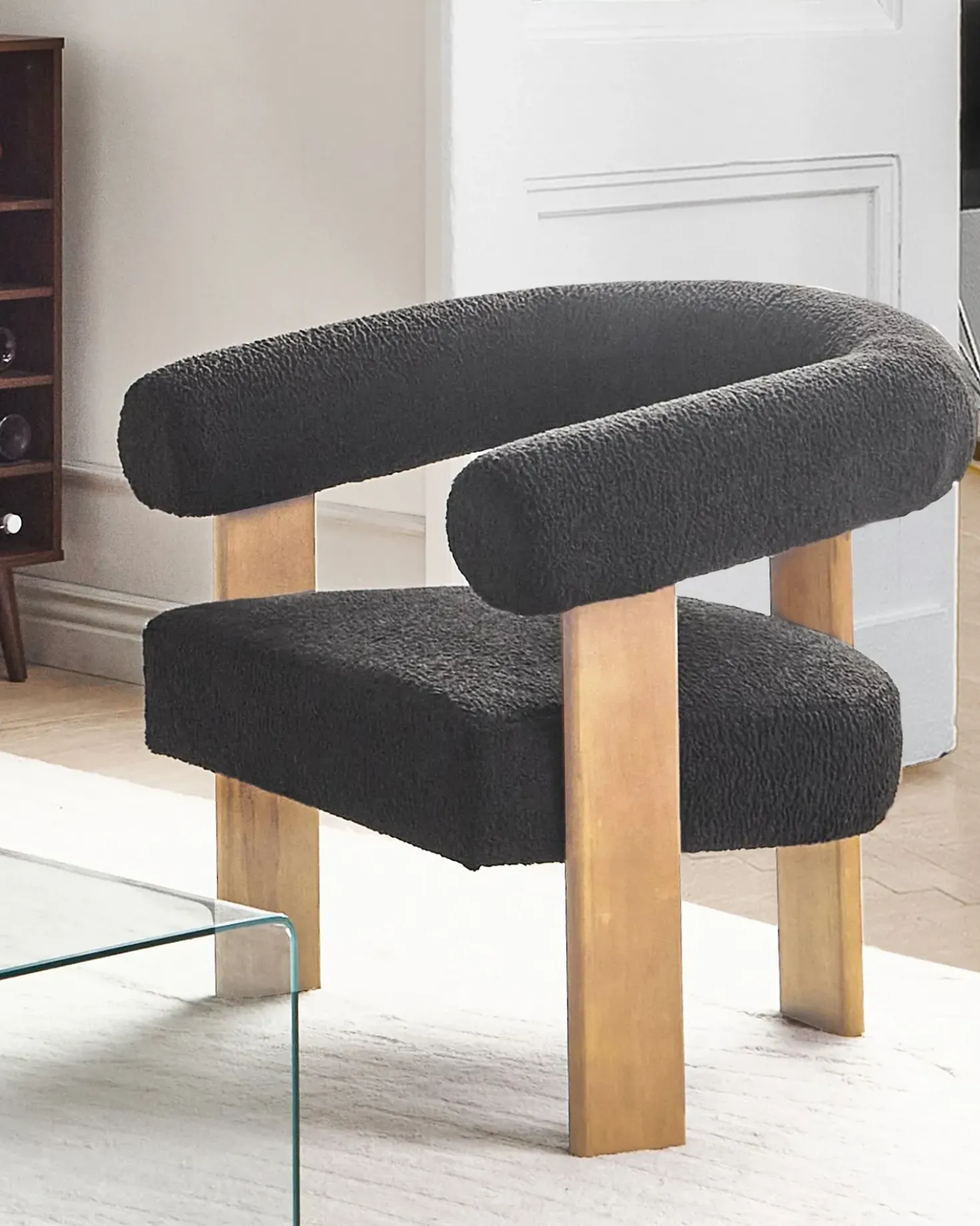 Poltrona ILBRO Bouclé Nero/Marrone chiaro