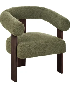 Poltrona ILBRO Bouclé Verde/Marrone scuro