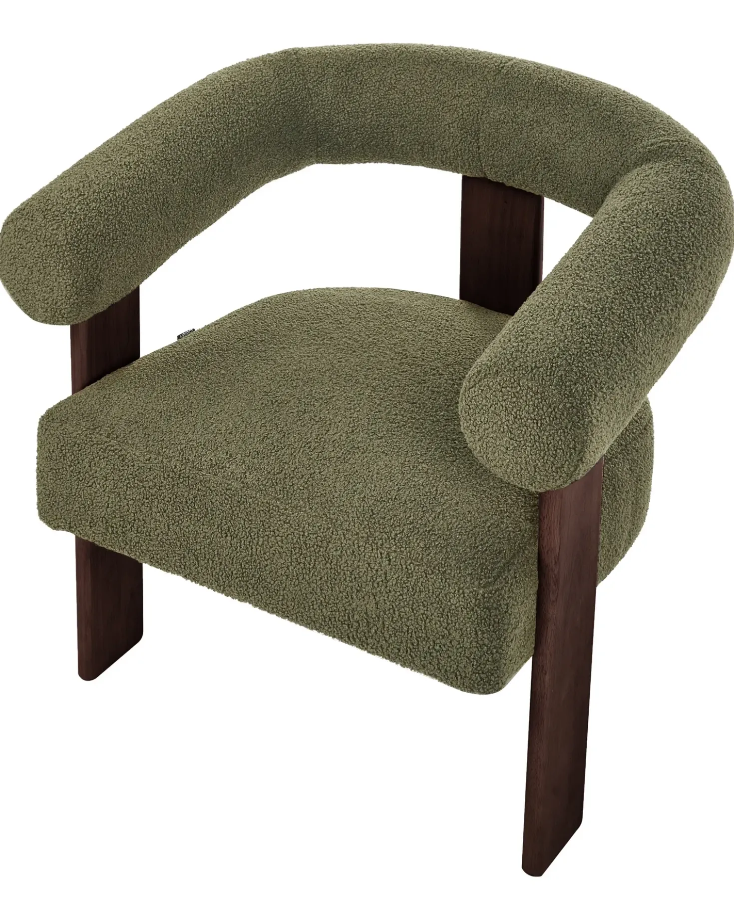 Poltrona ILBRO Bouclé Verde/Marrone scuro