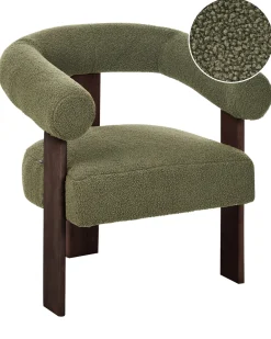Poltrona ILBRO Bouclé Verde/Marrone scuro