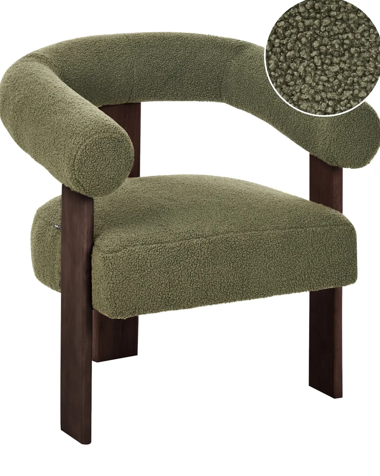 Poltrona ILBRO Bouclé Verde/Marrone scuro
