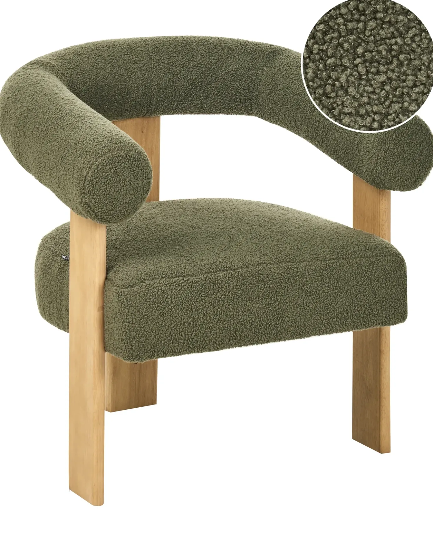 Poltrona ILBRO Bouclé Verde/Marrone chiaro