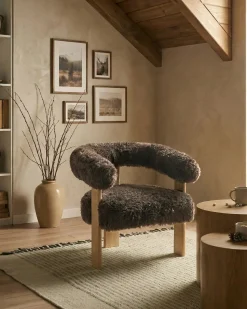 Poltrona ILBRO Finta pelliccia Marrone scuro/Marrone chiaro