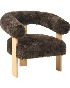 Poltrona ILBRO Finta pelliccia Marrone scuro/Marrone chiaro