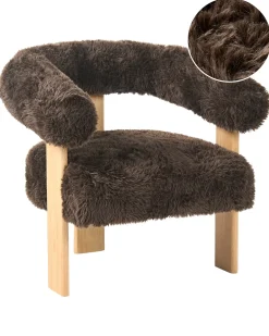 Poltrona ILBRO Finta pelliccia Marrone scuro/Marrone chiaro