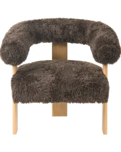 Poltrona ILBRO Finta pelliccia Marrone scuro/Marrone chiaro